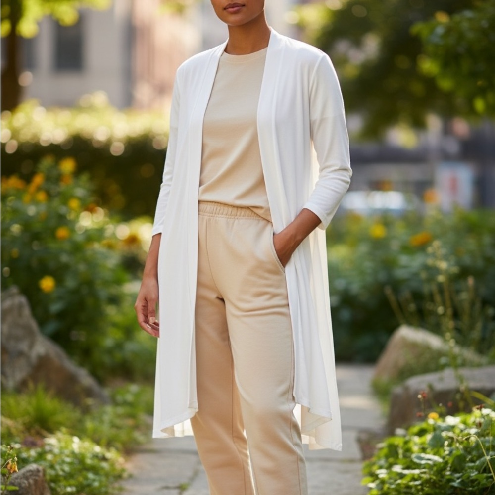 Long White cardigan size Small, light weight NWOT